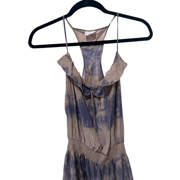 Parker Silk Tie Dyed Ombre Print Cinched Waist Blouson Dress Gray Size Medium - Picture 2 of 10